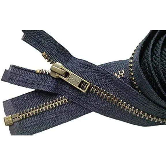 #5 Antique Brass Navy YKK Jacket Separating Zipper - Color Navy - Made in The United States (1 Zipper Per Pack) (22" Inches)