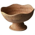 thumbnail image 1 of Under $5 Aonity 1 Rattan Fruit Basketrattan Bowl Small Round Wicker Basket Natural Pedestal Bowl for Bread Storage Organization Dining Table Centerpiece, 1 of 9