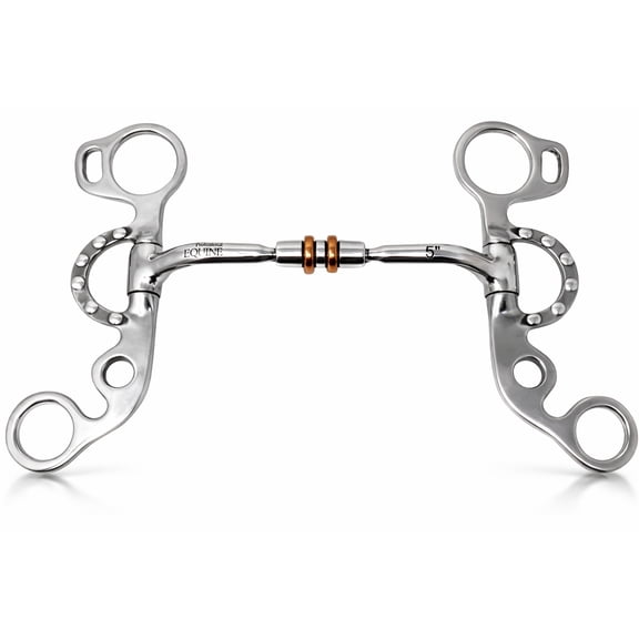 5" Argentine Jointed Copper Roller Mouth Short Shank Horse Snaffle Bit 35663B