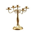 thumbnail image 1 of 5-Arm Iron Candelabra, Vintage Candle Holder for Dining Table Centerpiece, Romantic Candlelight Dinner Decor for Wedding Home(Gold), 1 of 5