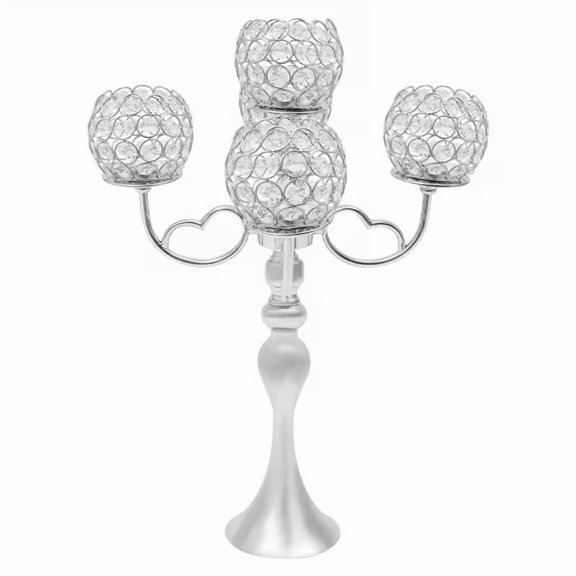 5-Arm Iron Candle Holder Electroplated Glass Finish Table Decor