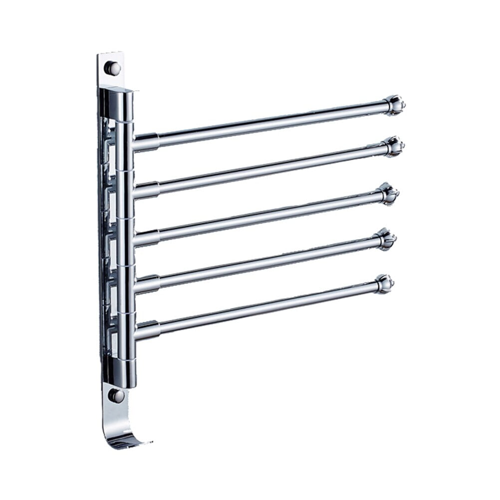 5 Arm WallMounted Aluminum Bathroom Towel Rack Hanger Holder OrganizerSwing Hanger Towel Rack