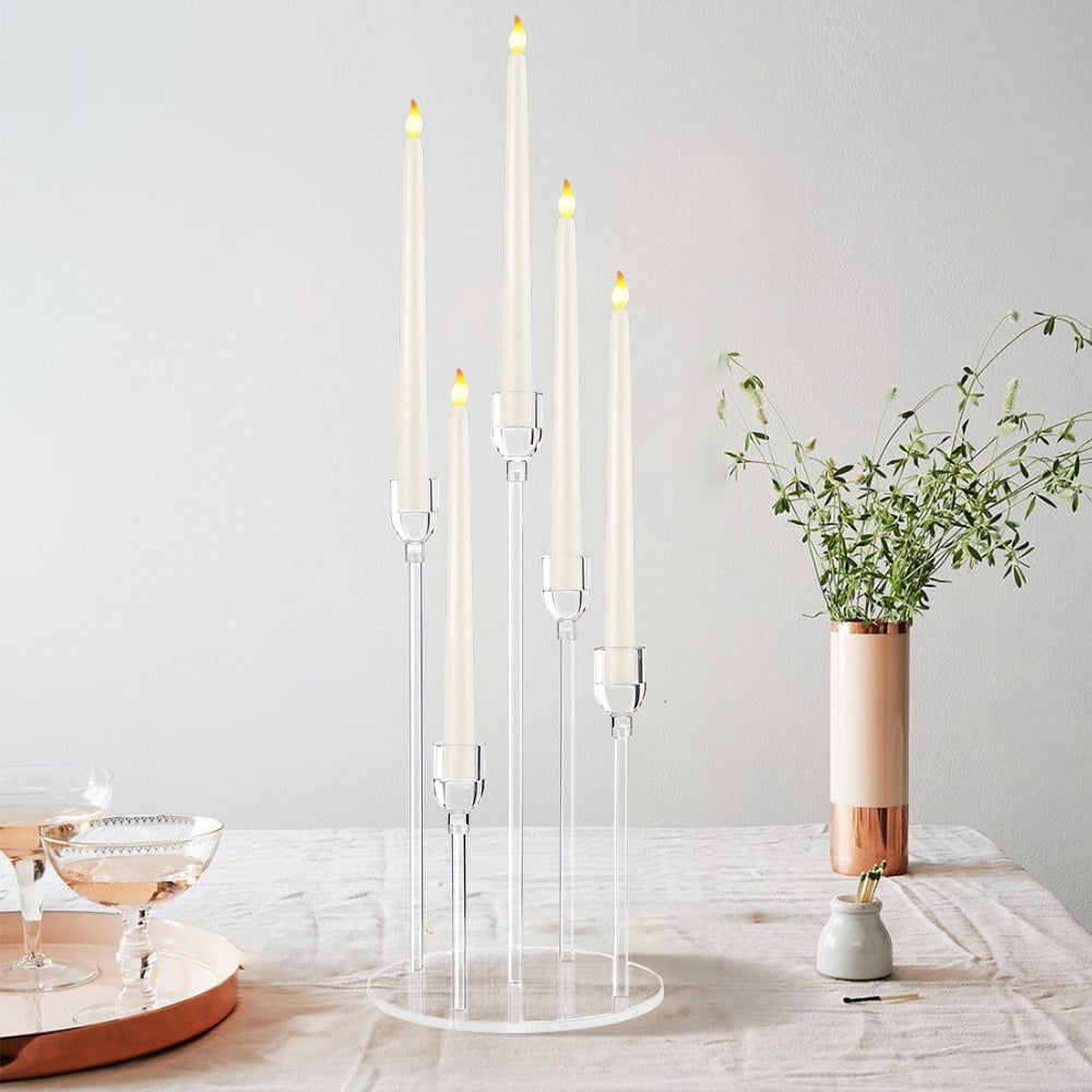 Hoher 5-armiger Kerzenständer Aus Metall, 100 Cm Hoch, Mit Acryl-Lampenschirmen – Ideal Für Hochzeit & Weihnachtsdeko