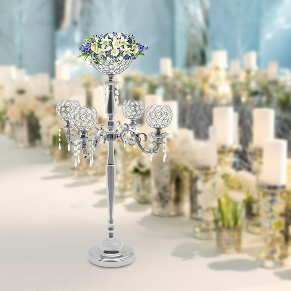 5 Arms Crystal Candle Holder Shiny Candlestick Holder Wedding Centerpieces Candelabras