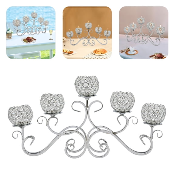 5 Arms Crystal Candle Holders, Crystal Candle Rack, Tabletop Candle Stands for hotels, restaurants, weddings, parties, celebration