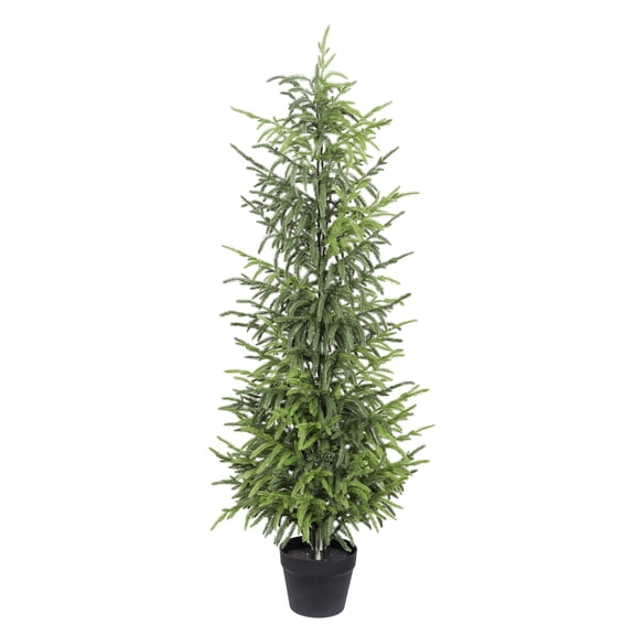 5' Artificial Real Touch Pine Tree with Black Plastic Pot, 1pc/set