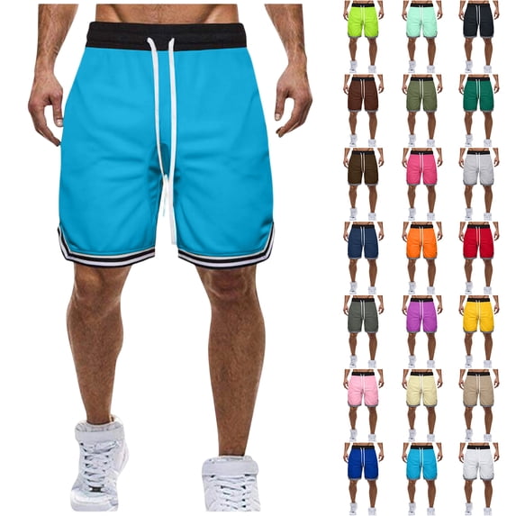 5" Athletic Running Shorts for Men Quick Dry Elastic Waist Shorts Basketball Workout Gym Hiking Shorts with Side Pockets Drawstring Clothes,Blue 2XL