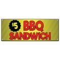 thumbnail image 1 of $5 BBQ Sandwich | 36" X 96" Banner | Concession Stand Food Truck Single Sided With Grommets | Made in The USA, 1 of 4