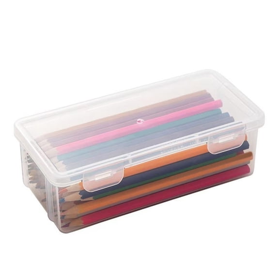 Under $5! Exclusive Gift Transparent Pencil Storage Box, Large Capacity Stationery Organizer Pen Holder For Colored Pencils, Crayons, Markers, Drawing Pens, Office Desk Supplies