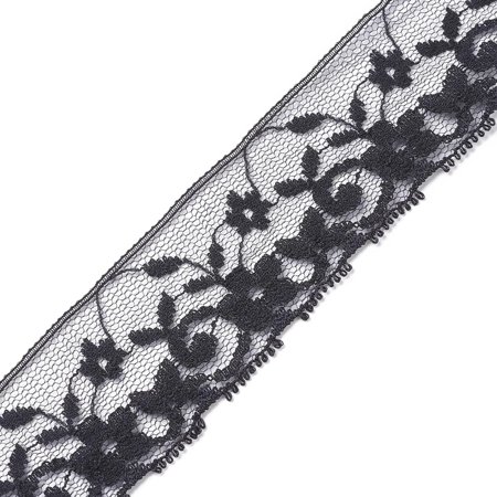5 Bag 27.35 Yards Nylon Lace Trim Flower Pattern Ribbon Black Handmade Fabric Ribbons for Gift Wrapping Crafts Flower Bouquet Hair Bows Wedding Birthday Decorations 1-1/8 inch(30mm)