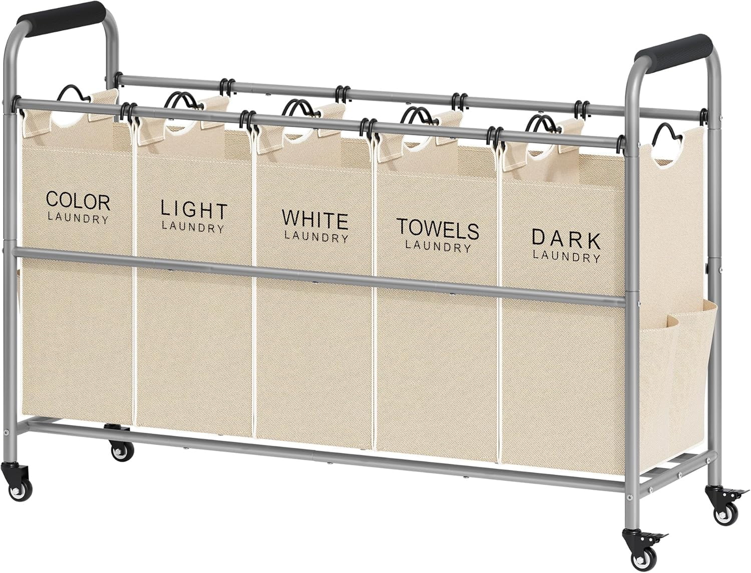 Bag Laundry Sorter Cart, Laundry Hamper Sorter Basket with Heavy Duty ...