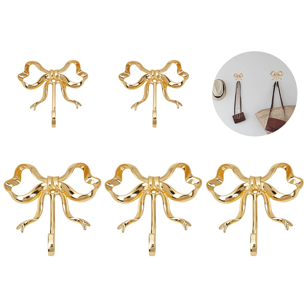 5 Bags 2 Styles Alloy Hook Hangers Bowknot Golden 68~100x66.5~95x17~23.5mm diy