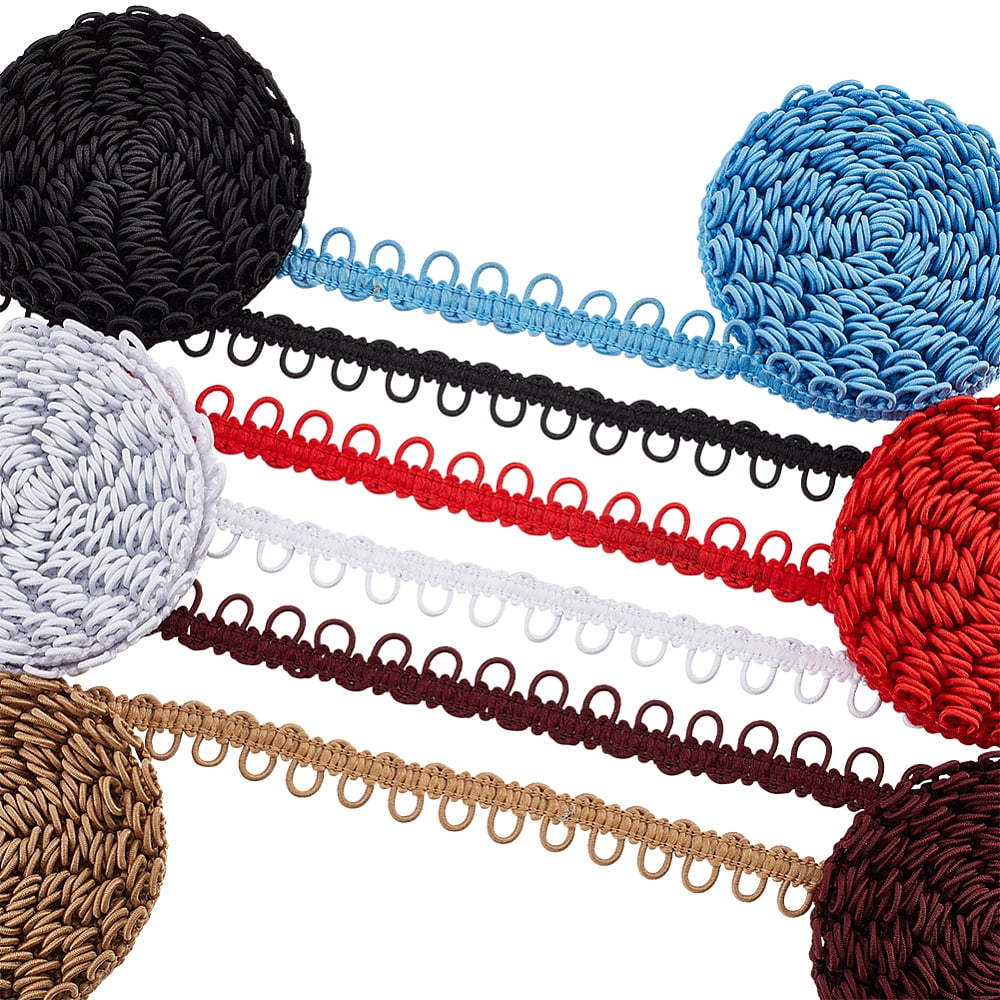 5 Bags 5 colors Polyester Braid Trims with Elastic Button Loops ...