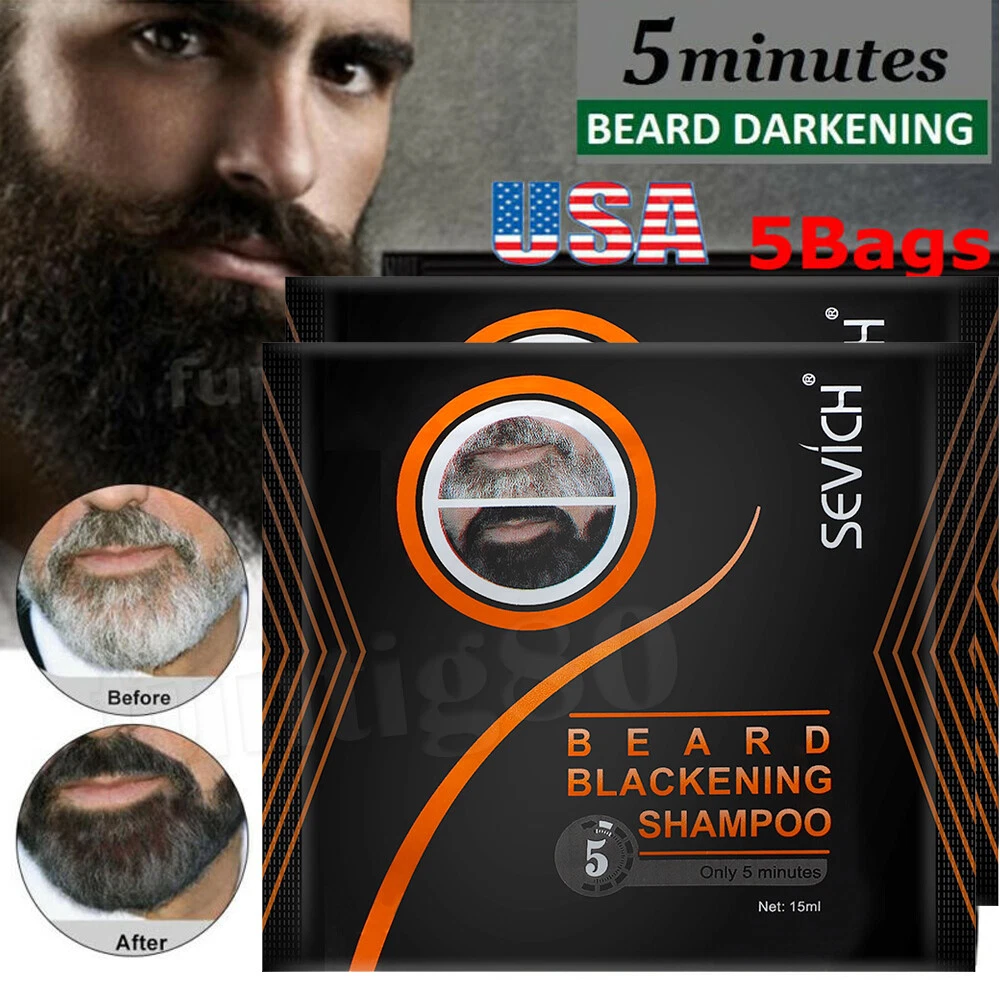 5 Bags Beard Blackening Shampoo Mustache Tint Hair Coloring Dye Only 5