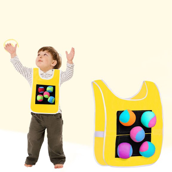 5 Balls Adult Sticky Ball Vest Set for Dodgeball Games, Ball Toss Game Props, Includes Sticky Jersey Vests and Soft Foam Dodgeballs Ball and Catch Game Dodgeball Game Dodgeball Game Vests