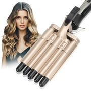 5 Barrel Curling Iron Wand, Ceramic Tourmaline Triple Barrels Hair Waver with LCD Display, Temperature Adjustable Hair Crimper, Hair Waving Styling Tools for Women, Christmas Mother's Day Gift