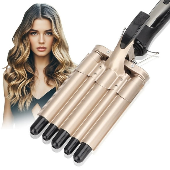 5 Barrel Curling Iron Wand, Ceramic Tourmaline Triple Barrels Hair Waver with LCD Display, Temperature Adjustable Hair Crimper, Hair Waving Styling Tools for Women, Christmas Mother's Day Gift