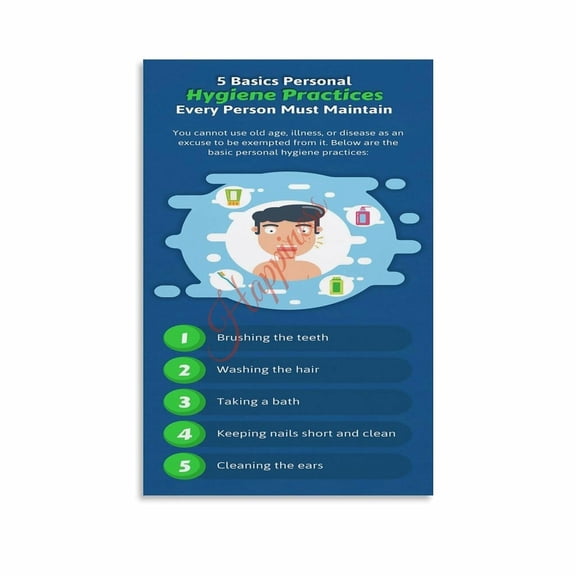 5 Basics Personal Hygiene Practices Poster Kids Health Infographic Wall Decor Canvas for Living Room Bedroom Decor