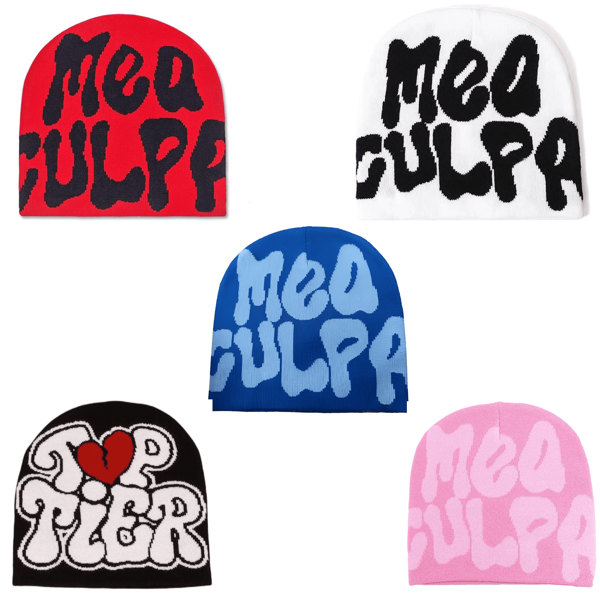5 Beanie Hat Slouchy Knitted Beanies Y2k Accessories Skull Caps Mea Culpa Graphic Bonnet Beanie