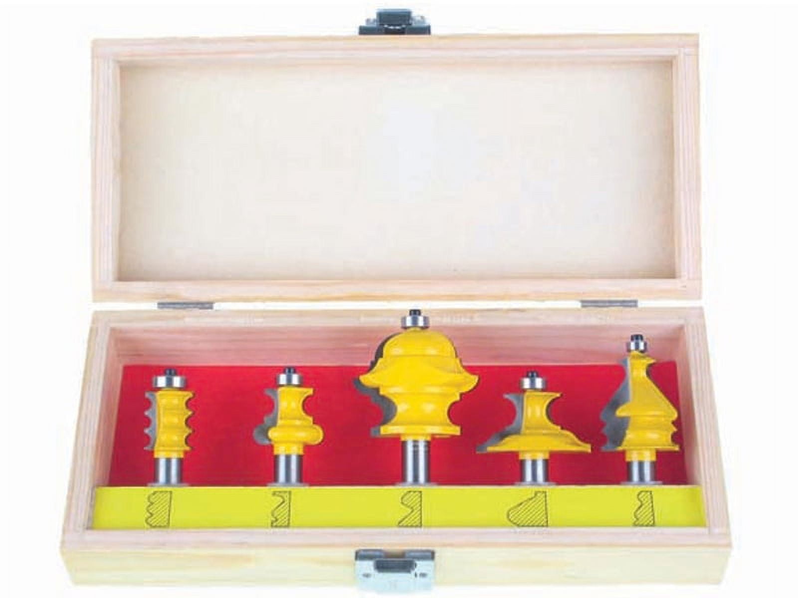 5 Bit Furniture Trim & Molding Router Bit Set - 1/2" Shank - Yonico 16540