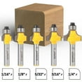 thumbnail image 1 of 5 Bit Mini Round Over Edge Forming Router Bit Set - 1/4" Shank - Yonico 13520q, 1 of 1