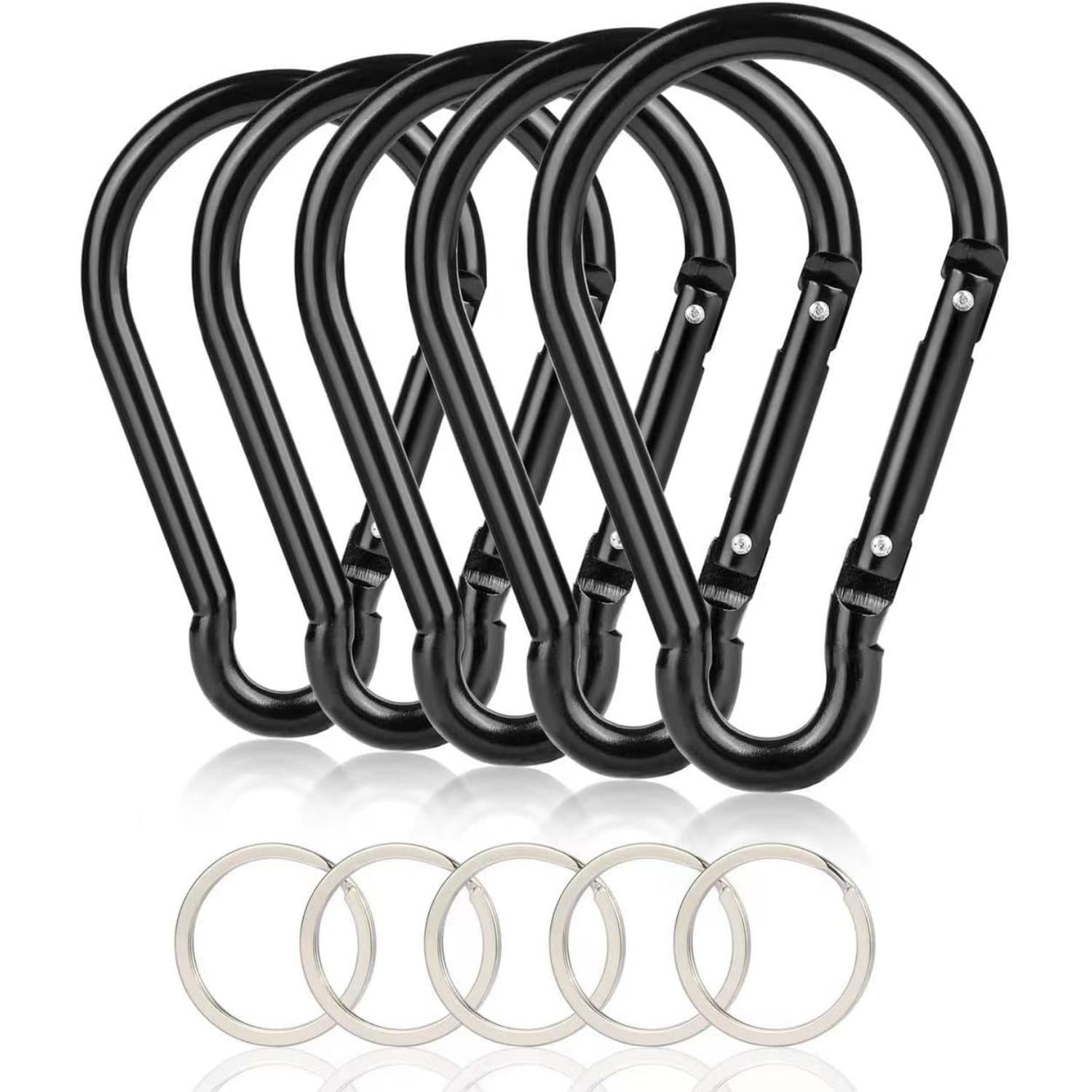 5 Black Carabiner Clip 5 Flat Loops Extra Large 4 quot Aluminum Carabeaner 5 Black Carabiner Clip 5 Flat Loops Extra Large 4 quot Aluminum Carabeaner