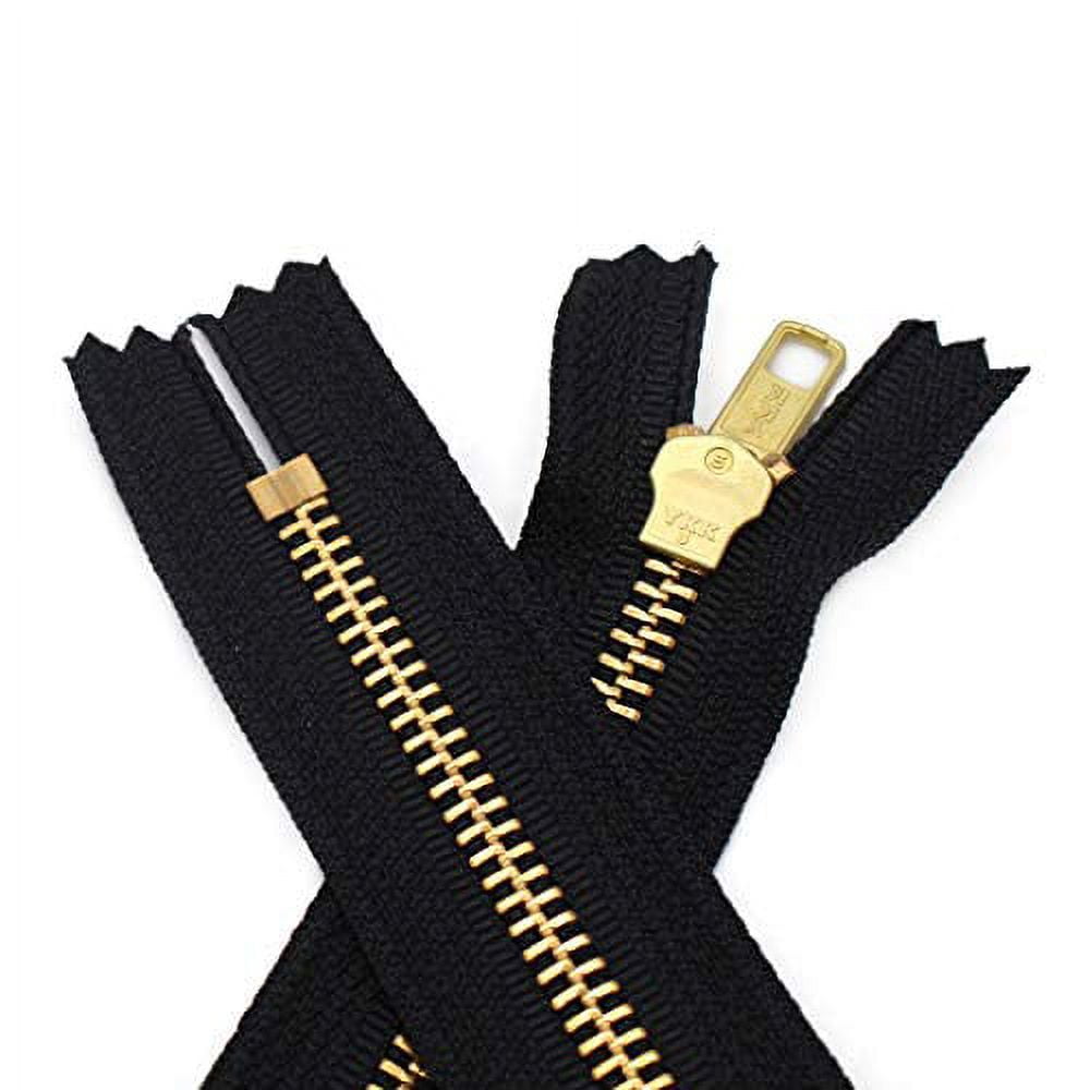 5 Black Closed Bottom Brass Upholstery YKK Zipper Color Black Made in The United States (1