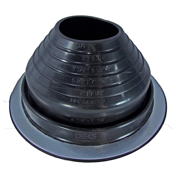 #5 Black EPDM Metal Roof Pipe Flashing, Round Base, Pipe OD 4-1/4" - 7-1/2"