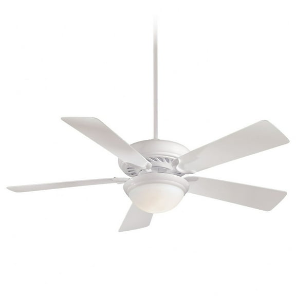 5 Blade Ceiling Fan With Light Kit-17 Inches Tall And 52 Inches Wide-White Finish-White Blade Color Minka Aire Fans F569l-Wh