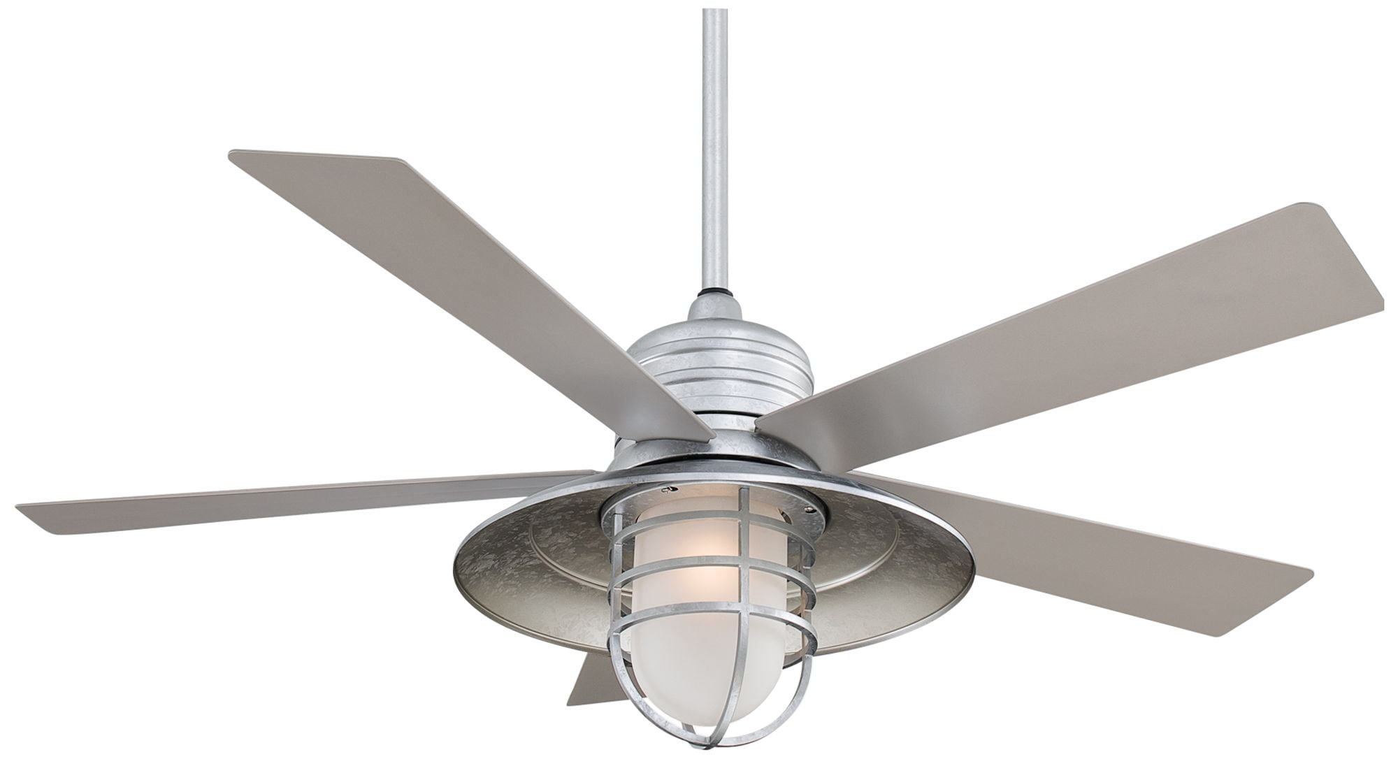 54" Galvanized Silver Industrial Ceiling Fan with LED Light and Remote