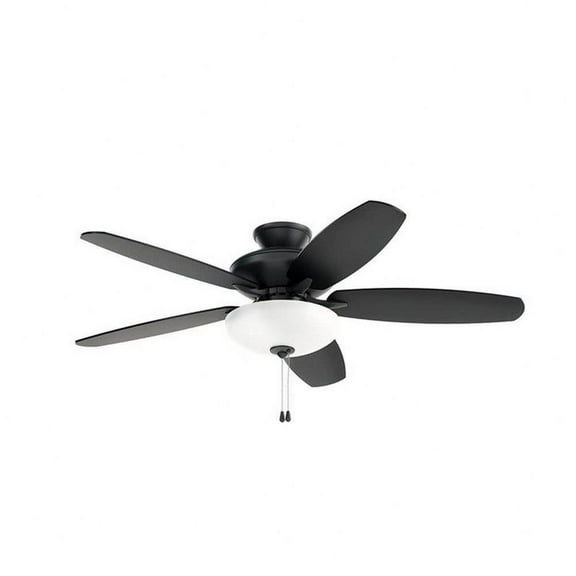 5 Blade Ceiling Fan with Light Kit in Modern Style-17.5 inches Tall and 52 inches Wide-Satin Black Finish-Satin Black Blade Color Bailey Street Home