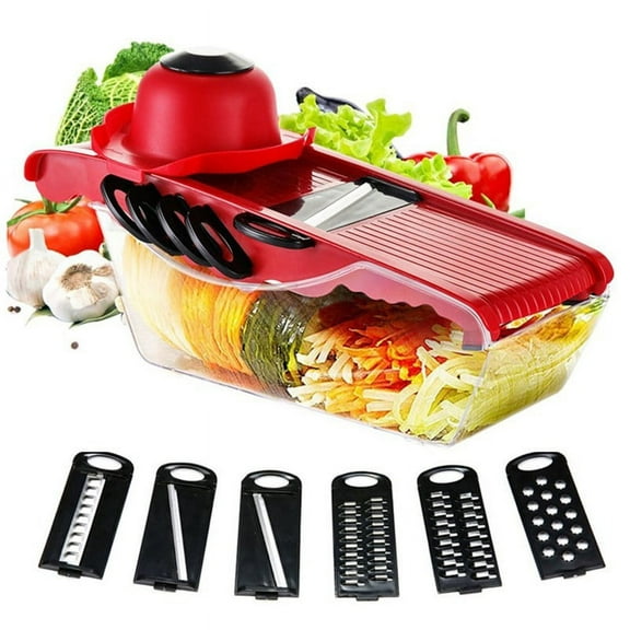 5-Blade Mandoline Vegetable Slicer Chopper Dicer-Onion Cutter Chopper Pro-Kitchen Potato Slicer Food Slicer Cheese Chopper Veggie Cutter for Cucumber,Interchangeable Blades with Peeler