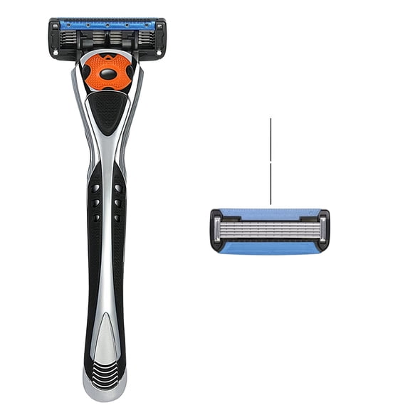 5-Blade MotionSphere Men's Razor with Dual Lubrication and Precision Trimmer, 17 Piece Set, 1 Handle & 16 Cartridges, Black