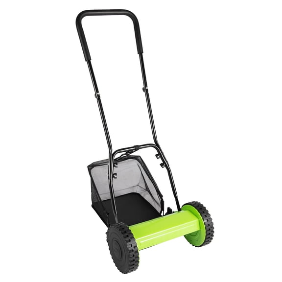 5 Blades Manual Lawn Mower, 11.81 Inch Cutting Width 6 Gallon Grass Catcher for Garden Yard
