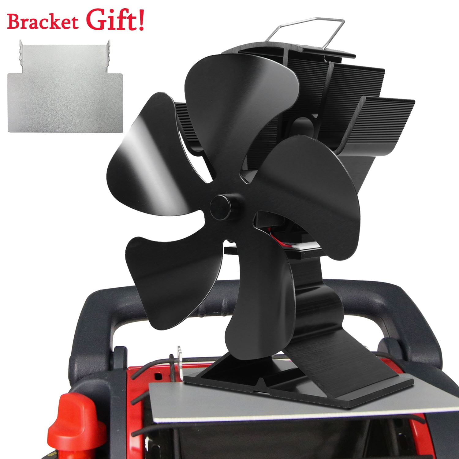 5 Blades Wood Stove Fan Heat Powered Fireplace Fan with