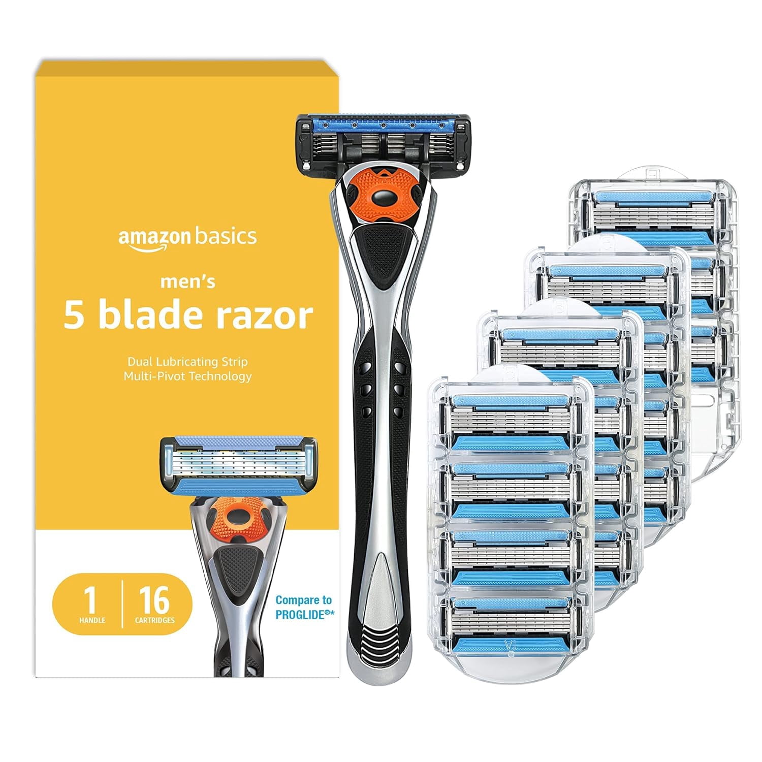 5-Blae MotionSphere Men's Razor with ual Lubrication an Precision Trimmer, 17 Piece Set, 1 Hanle & 16 Cartriges, Black