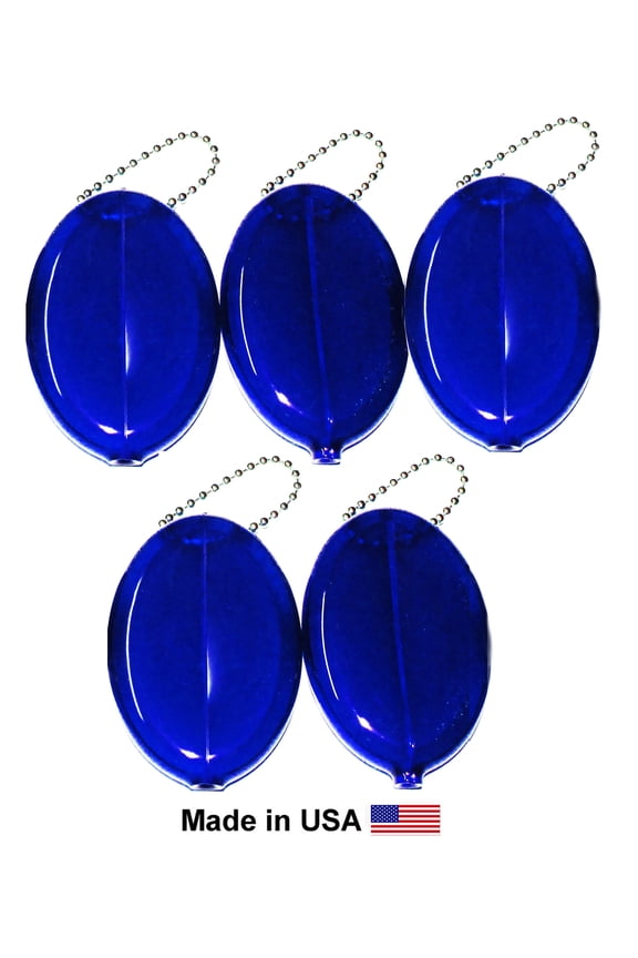 5 Blue Squeeze Purses | Holds Coins - Small Items - Keys | For Men & Women Made in USA