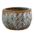 thumbnail image 1 of 5" Blue and Brown Circles Unique Small Round Pot Planter, 1 of 2