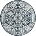 thumbnail image 1 of 5' Blue and Ivory Border Round Area Throw Rug, 1 of 4