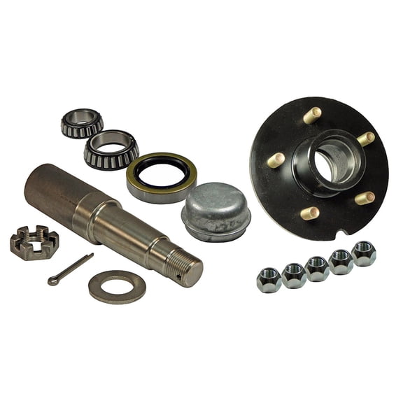 5-Bolt on 4-1/2 Inch Hub Assembly - 1-3/8 Inch to 1-1/16 Inch Tapered Spindle & Bearings - One Side
