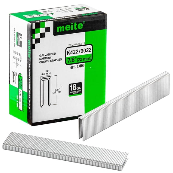 MEITE 18GA 1/4" Narrow Crown Galvanized Staples, 7/8" Length for Upholstery 4,000 Pcs/Box(5 Boxes)