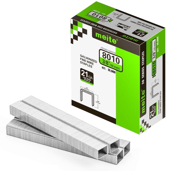 MEITE 21GA 80 Type Galvanized Staples,1/2" Crown 3/8" Length for Upholstery 10,000 Pcs/Box(5 Boxes)