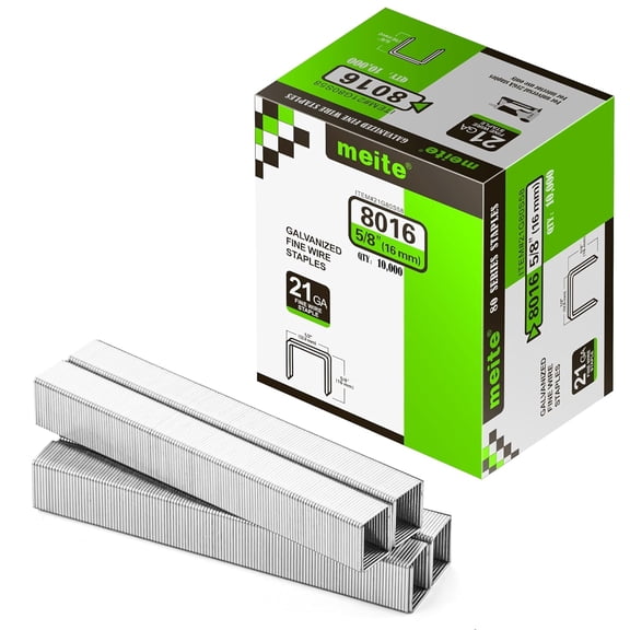 MEITE 21GA 80 Type Galvanized Staples,1/2" Crown 5/8" Length for Upholstery 10,000 Pcs/Box(5 Boxes)