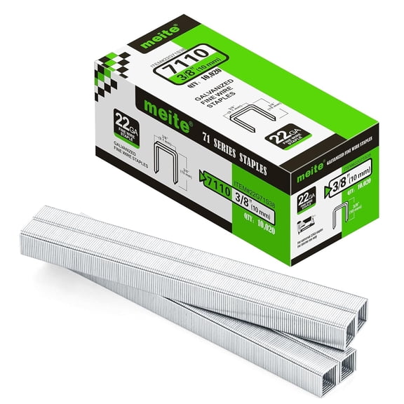 5 Boxes MEITE 22 Gauge 71 Series 3/8-Inch (9.1 mm) Crown 3/8-Inch Leg Length Galvanized Upholstery Staples (10,020 Pcs/Box)