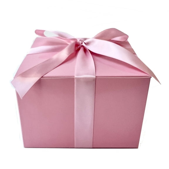 5 Boxes Pink Glossy Box 6x6x4 inch with Double Loop Satin Ribbon for Gift Gifting, Wedding, Birthdays