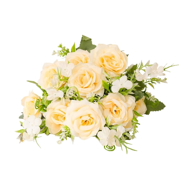 5 Branch Artificial Silk Rose Flower, Fake Rose for Home Vase Decoration for Table Centerpiece for Year Round Floral Display for Room 12Inch Champagne