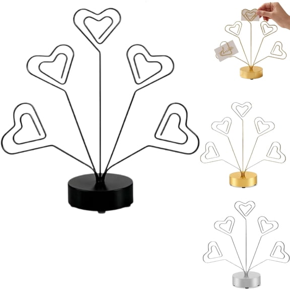 5 Branch Heart Family Tree Picture Frame Holder, Desktop Photo Tree Holder, Family Picture Frame Clips Holders, Desk Card Display Stand, for Photos Table Numbers Home Labels Memo