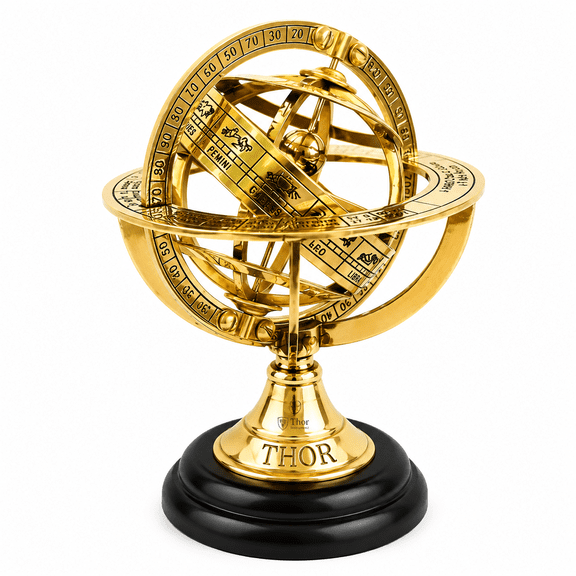 5'' Brass Armillary - Marine Astronomical Brass Engraved Brass Tabletop Vintage - Nautical Decor With Base Table Decor Gift