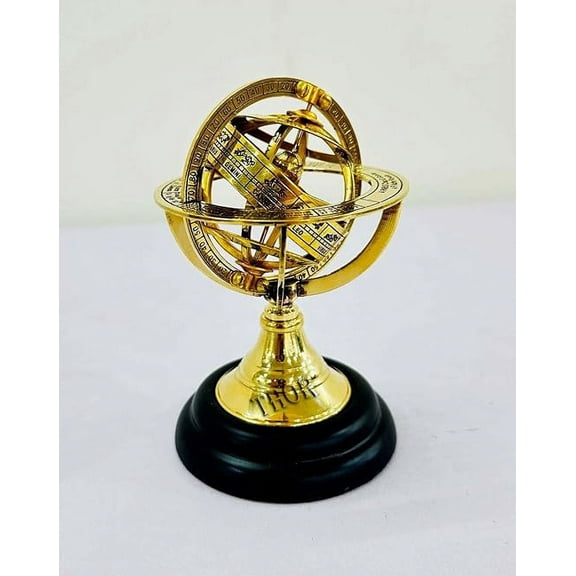 5'' Brass Armillary - Marine Astronomical Brass Engraved Brass Tabletop Vintage - Nautical Decor With Base Table Decor Gift