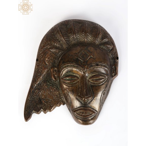 5" Bronze Tribal Lady Face | Wall Decor Statue